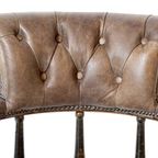 Stoere Vintage Chesterfield Bureaustoel Bruin Leer thumbnail 4