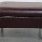 Bordeauxrode Rundleren Hocker/ Voetenbank In Engelse Stijl thumbnail 4