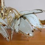 Goudkleurige Lotus Lamp. Vintage Kroonluchter Met Bloemen / Plafondlamp thumbnail 4