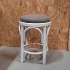 Vintage Kruk Met Patchwork Lederen Bekleding, Rond Krukje thumbnail 20