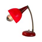 Vintage - Red Desklamp - Unknown Design - Brass Neck thumbnail 7