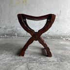 Brutalist Spanish Folding Stool With Leather Seat, 1960S thumbnail 13