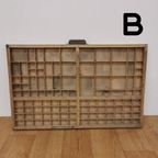Brocante, Bruine Antieke Houten Letterbak, Wanddecoratie B thumbnail 7