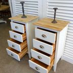 Mooi Set Van 2 Grote Witte Landelijke Lade Nachtkastjes thumbnail 7