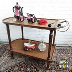Antieke Warmhoud Tafel (werkend) Warmhoud Plaat Serveerwagen / Antieke Trolley Met Warmhoudplaat thumbnail 2