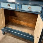 Brocante Blauwe Kast / Vitrinekast thumbnail 14