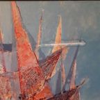 Rene Margotton 70's Vintage Print Op Hout Retro Schilderij thumbnail 4