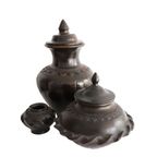 Prachtige Hoge Vintage Raku Pot Met Deksel. thumbnail 4