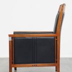 Mooie Zwarte Rundleren En Houten Art Deco Design Fauteuil Van Schuitema Uit De Decoforma Serie thumbnail 5