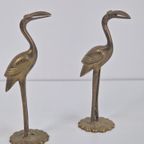 Set 2 Vintage Messing Flamingo Kraanvogel '70 Regency Goud thumbnail 2