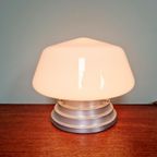 Art Deco Plafondlamp Met Een Conische Wereldbol In Witte Opaline thumbnail 3