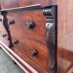 Antiek Engelse Mahonie 8 Ladenkast - Dressoir 180 Cm Breed thumbnail 2