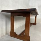 Vintage Brutalist Voleiken Eetkamerset – Tafel Met 10 Stoelen thumbnail 9