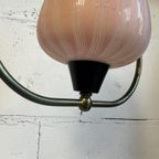 Vintage Jaren 50 Hanglamp: Messing & Zalmroze Opaline thumbnail 7