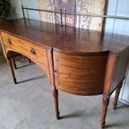 Notenhouten Dressoir, Sidetable, Console Met Messing Hekwerk thumbnail 3