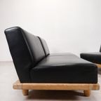 Brutalist Style Sofa Set In Black Leather thumbnail 12