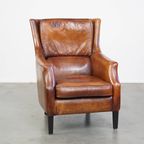 In Correcte Staat Verkerende Tijdloze Schapenleren Fauteuil/armchair Met Prachtige Warme Kleuren thumbnail 2