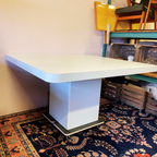 Witte Jaren 80 Eettafel Met Kolomvoet thumbnail 9