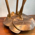 Antieke Art Nouveau Tiffany Lamp Waterlelie In Brons thumbnail 9