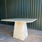 Vintage Carrara Marmeren Eettafel, Italië 1980 thumbnail 2