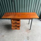 Vintage Teak Bureau Met Verlengbaar Blad Van Hmf thumbnail 14