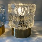 2x Midcentury Tafellamp - Peill & Putzler - Ijsglas, Goud thumbnail 6
