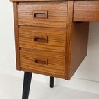 Scandinavisch Vintage Teak Fineren Bureau Faset thumbnail 15