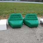 Jaren '70 Fauteuils Groen Met Tafeltjes thumbnail 10