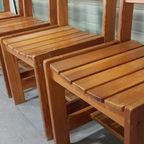 Set Van 4 Vintage Massief Grenen Eetkamerstoelen thumbnail 16
