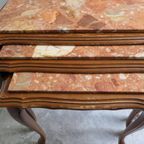 Vintage Mimiset Marmer Hout Art Deco. Set Van 3 Tafeltjes thumbnail 8