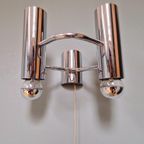 Dubbele Wandlamp In Verchroomd Metaal, G. Sciolari, 1970 thumbnail 2