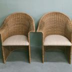 Vintage Luit Van Der Helm Rotan Slederok Stoelen (Nieuw Gestoffeerd) thumbnail 12