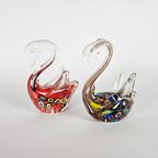 Murano - Zwanen (2) - Glas - Kristal - Beeldjes - Figurines - 90'S thumbnail 2