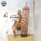 Zeer Groot Asmat Houten Oorlogs Schild (Papoea-Nieuw-Guinea) H:186Cm Papua New Guinea Aboriginal Art thumbnail 10