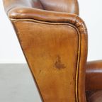 Mooie, Luxe En Comfortabele Engelse Stijl Schapenleren Oorfauteuil Met Een Prachtig Patina thumbnail 12