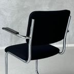 Vintage Sledestoel Design Eetkamerstoel Buisframe Zwart Stof thumbnail 6