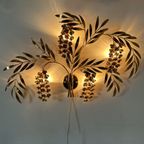 Large Italian Floral Gilded Gold Wall Lamp , 1970’S thumbnail 3