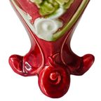 Majolica Vaas Art Deco Stijl Kersenrood Barbotine 1970’S thumbnail 6