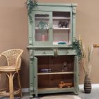 Vintage Brocante Buffetkast Olijfgroen thumbnail 5