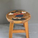 Vintage Mickey Mouse Houten Krukje, Diameter 25 Cm thumbnail 3