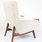 Vintage Teak Houten Fauteuil Nieuw Gestoffeerd Teddy thumbnail 4