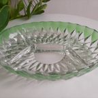 Vintage Ovale 4 Deels Kristalglas Schaal VEBA GLAS thumbnail 8