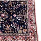 Handgeknoopt Floral Vloerkleed Vierkant 160X205Cm Wol Katoen Donkerblauw Perzisch Tapijt thumbnail 4