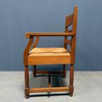 Set Van Twee Hollandse Eikenhouten Armstoelen Met Biezen Zitting thumbnail 23