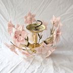 Vintage Franco Luco Murano Italië Messing Bloemen Plafondlamp, Jaren '70 thumbnail 4