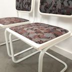 Vintage Witte Eetkamer Buisframe Stoelen Met Leuke Print thumbnail 15