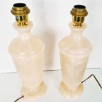 Hollywood Regency Alabaster Lampen Marmer Roze thumbnail 2