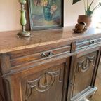 Vintage Houten Commode Met Terrakleurig Marmeren Blad thumbnail 7