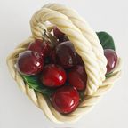 Vintage Bassano Fruitmandje Kersen Keramiek 1970’s thumbnail 3
