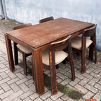 Brutalist Jaren 60 Eetkamerset (uitschuifbare Stafel + 4 Stoelen) thumbnail 3